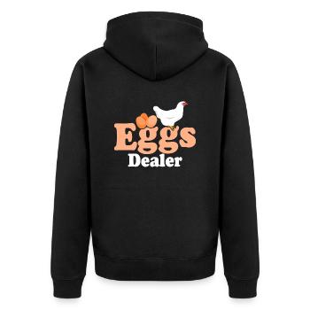 Eggs Dealer Chicken Farming Hen Rooster Farmer - Unisex Premium Bio Zip Hoodie - Schwarz - Hinten - Nico (187cm)