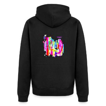 « RetroBack » par Acryl Galerie & Design - Veste à capuche bio Premium Unisexe - noir - Dos - Nico (187cm)