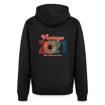 Jahrgang 2021 Ausgabe - Unisex Premium Bio Zip Hoodie - Schwarz - Hinten - Nico (187cm)