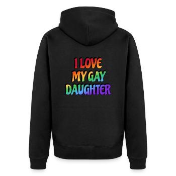 Ich liebe meine schwule Tochter - Unisex Premium Bio Zip Hoodie - Schwarz - Hinten - Nico (187cm)
