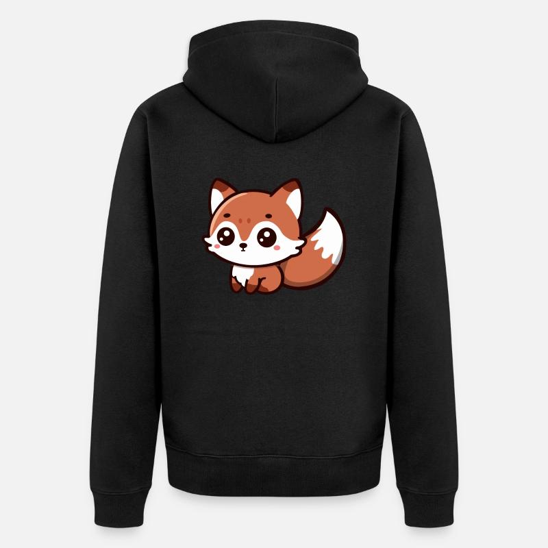 Fluffy Delight : Charme Chibi Fox - Veste à capuche bio Premium Unisexe - noir