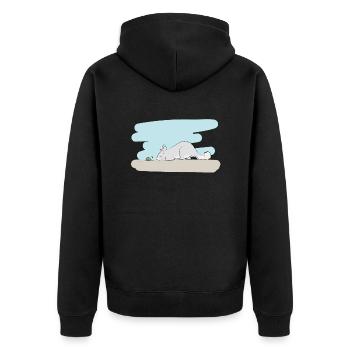 Illustriertes Design mit Viscacha - Unisex Premium Bio Zip Hoodie - Schwarz - Hinten - Nico (187cm)