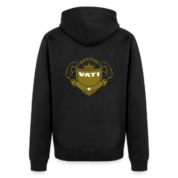 BESTSER VATI - Unisex Premium Bio Zip Hoodie - Schwarz - Hinten - Nico (187cm)