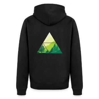 Forest Tree Nature Mountains Triangle Nature Conservation - Unisex Premium Organic Zip Hoodie - black - Back - Nico (187cm)