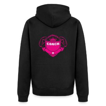 Bester COACH - Unisex Premium Bio Zip Hoodie - Schwarz - Hinten - Nico (187cm)