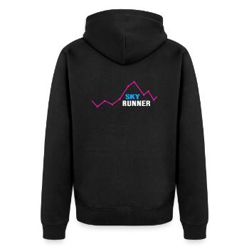 skyrunner mountain-trail trailrunning - Unisex Premium Bio Zip Hoodie - Schwarz - Hinten - Nico (187cm)