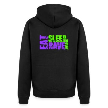 Manger dormir rave répéter nourriture sommeil corbeau disant - Veste à capuche bio Premium Unisexe - noir - Dos - Nico (187cm)