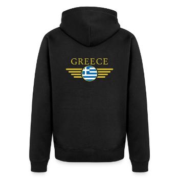 Ich liebe Griechenland, Stil Design T-Shirt - Unisex Premium Bio Zip Hoodie - Schwarz - Hinten - Nico (187cm)