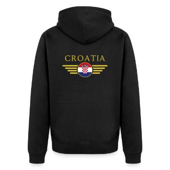 J’aime la Croatie, T-shirt design de style élégance - Veste à capuche bio Premium Unisexe - noir - Dos - Nico (187cm)