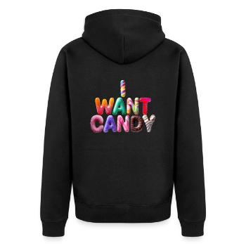 Je veux des bonbons - Veste à capuche bio Premium Unisexe - noir - Dos - Nico (187cm)