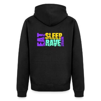 Manger dormir Rave répéter Logo Musique de fête Répéter - Veste à capuche bio Premium Unisexe - noir - Dos - Nico (187cm)