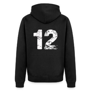 12 - Unisex Premium Bio Zip Hoodie - Schwarz - Hinten - Nico (187cm)