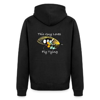 Dieser Kerl liebt es, schwarze Argus mit der Fliege zu binden - Unisex Premium Bio Zip Hoodie - Schwarz - Hinten - Nico (187cm)