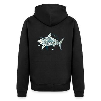 Haifisch - Unisex Premium Bio Zip Hoodie - Schwarz - Hinten - Nico (187cm)