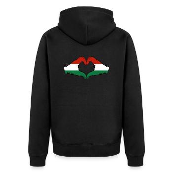 Ungarn Flagge Hände Herzform - Unisex Premium Bio Zip Hoodie - Schwarz - Hinten - Nico (187cm)
