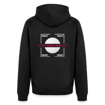 Hockey Hockeyclub Hockeyspieler Hockeyball - Unisex Premium Bio Zip Hoodie - Schwarz - Hinten - Nico (187cm)