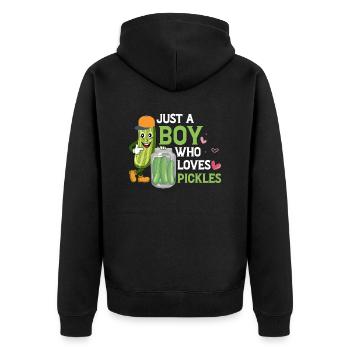 Juste un garçon qui aime les cornichons Aneth Concombre végétalien - Veste à capuche bio Premium Unisexe - noir - Dos - Nico (187cm)