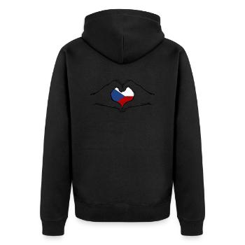 Drapeau de la République Tchèque Mains Coeur Forme Utilisé - Veste à capuche bio Premium Unisexe - noir - Dos - Nico (187cm)
