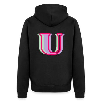 Lettre u multicolore - Veste à capuche bio Premium Unisexe - noir - Dos - Nico (187cm)