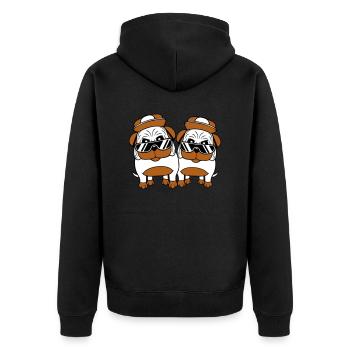 Deux chiens Carlin Lunettes de soleil Cappy Hat Adolescents - Veste à capuche bio Premium Unisexe - noir - Dos - Nico (187cm)