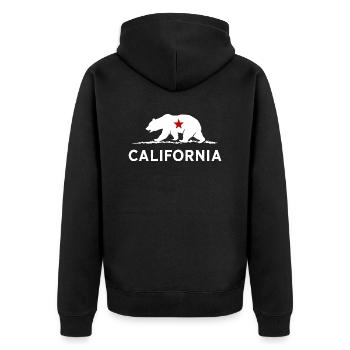 Kalifornischer Bär Staatsstolz - Unisex Premium Bio Zip Hoodie - Schwarz - Hinten - Nico (187cm)