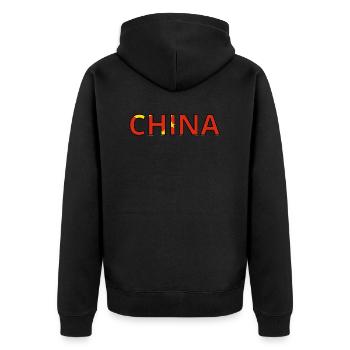 China Flag - Unisex Premium Organic Zip Hoodie - black - Back - Nico (187cm)