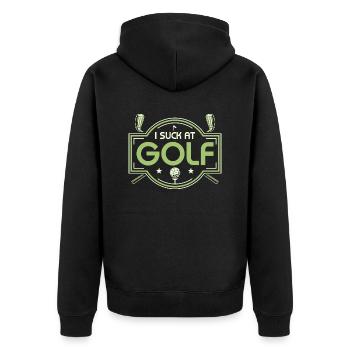 I Suck At Golf Golfer Amateur - Unisex Premium Bio Zip Hoodie - Schwarz - Hinten - Nico (187cm)