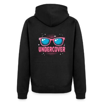 Undercover Speech - Funny Costume with Sun Bril - Unisex Premium Organic Zip Hoodie - black - Back - Nico (187cm)