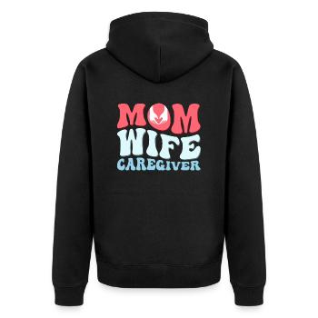 Mom Wife Caregiver Caregiving Carer - Unisex Premium Organic Zip Hoodie - black - Back - Nico (187cm)