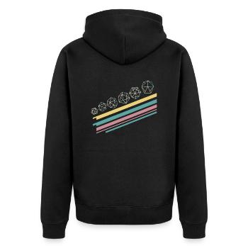 Retro Minimalist Polyhedral Dice Set Tabletop RPG - Unisex Premium Organic Zip Hoodie - black - Back - Nico (187cm)