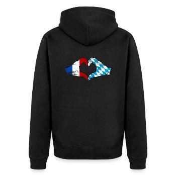 France Bavière drapeau mains coeur utilisé - Veste à capuche bio Premium Unisexe - noir - Dos - Nico (187cm)