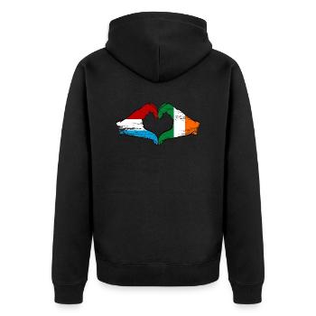 Aiguilles du drapeau luxembourgeois de l’Irlande en forme de coeur utilisées - Veste à capuche bio Premium Unisexe - noir - Dos - Nico (187cm)