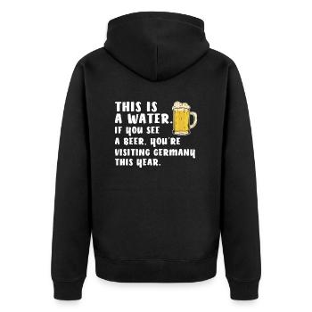 Bier Deutschland Reise Urlaub - Unisex Premium Bio Zip Hoodie - Schwarz - Hinten - Nico (187cm)
