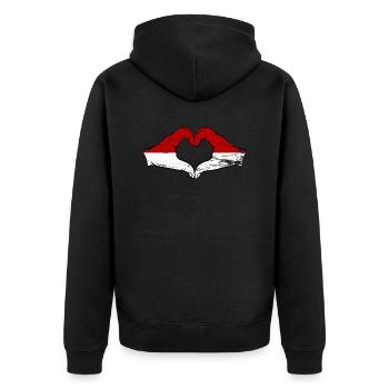 Monaco Indonesia Flag Hands Heart Shape Used - Unisex Premium Organic Zip Hoodie - black - Back - Nico (187cm)