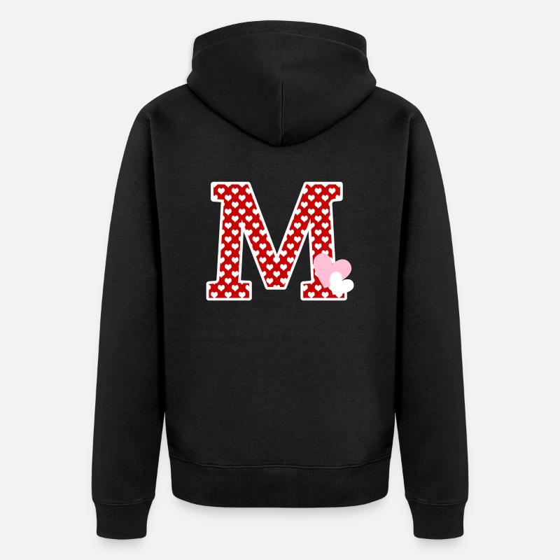 Buchstabe m Herz - Unisex Premium Bio Zip Hoodie - Schwarz