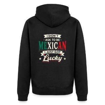 Mexican Pride - I Got Lucky Design - Unisex Premium Organic Zip Hoodie - black - Back - Nico (187cm)