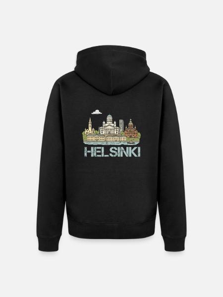 helsinki stadt - Unisex Premium Bio Zip Hoodie - Schwarz