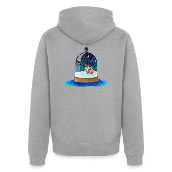 Boule à neige de Noël avec renard - Veste à capuche bio Premium Unisexe - gris chiné - Dos - Nico (187cm)