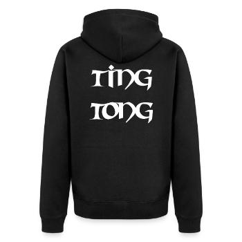 ting tong thailand shirt - Unisex Premium Organic Zip Hoodie - black - Back - Nico (187cm)