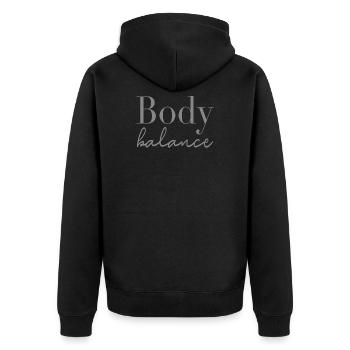 Body balance - Unisex Premium Bio Zip Hoodie - Schwarz - Hinten - Nico (187cm)