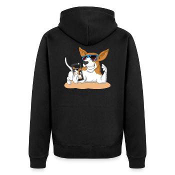 dog mobile beagle sunglasses gift idea gassi - Unisex Premium Organic Zip Hoodie - black - Back - Nico (187cm)