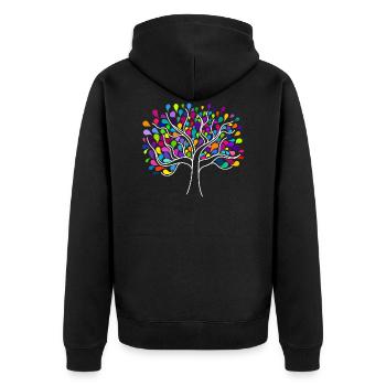 Baum des Lebens - Unisex Premium Bio Zip Hoodie - Schwarz - Hinten - Nico (187cm)