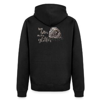 Glitzermop - Unisex Premium Bio Zip Hoodie - Schwarz - Hinten - Nico (187cm)