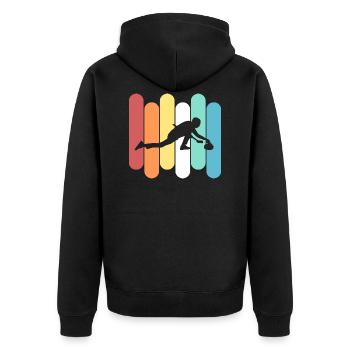 Curling - Unisex Premium Bio Zip Hoodie - Schwarz - Hinten - Nico (187cm)