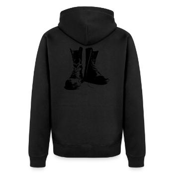 punks boots - Unisex Premium Organic Zip Hoodie - black - Back - Nico (187cm)