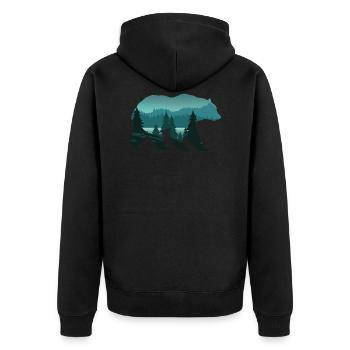 Ours, Forêt ,Nature sauvage, Surreal Wildlife Animal - Veste à capuche bio Premium Unisexe - noir - Dos - Nico (187cm)