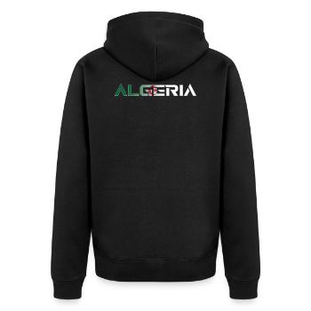 Lettrage Pays - ALGERIA - Flagge Algerien - Unisex Premium Bio Zip Hoodie - Schwarz - Hinten - Nico (187cm)