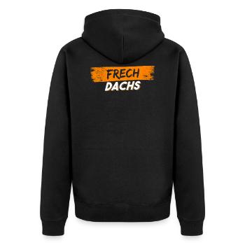 Frechdachs | Spitzname | Kind | Geburtstag | Dachs - Unisex Premium Bio Zip Hoodie - Schwarz - Hinten - Nico (187cm)