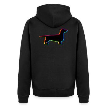 CMYK Dackel - Unisex Premium Bio Zip Hoodie - Schwarz - Hinten - Nico (187cm)