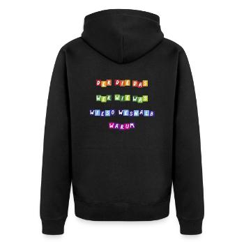 Wer Wie Was - Unisex Premium Bio Zip Hoodie - Schwarz - Hinten - Nico (187cm)